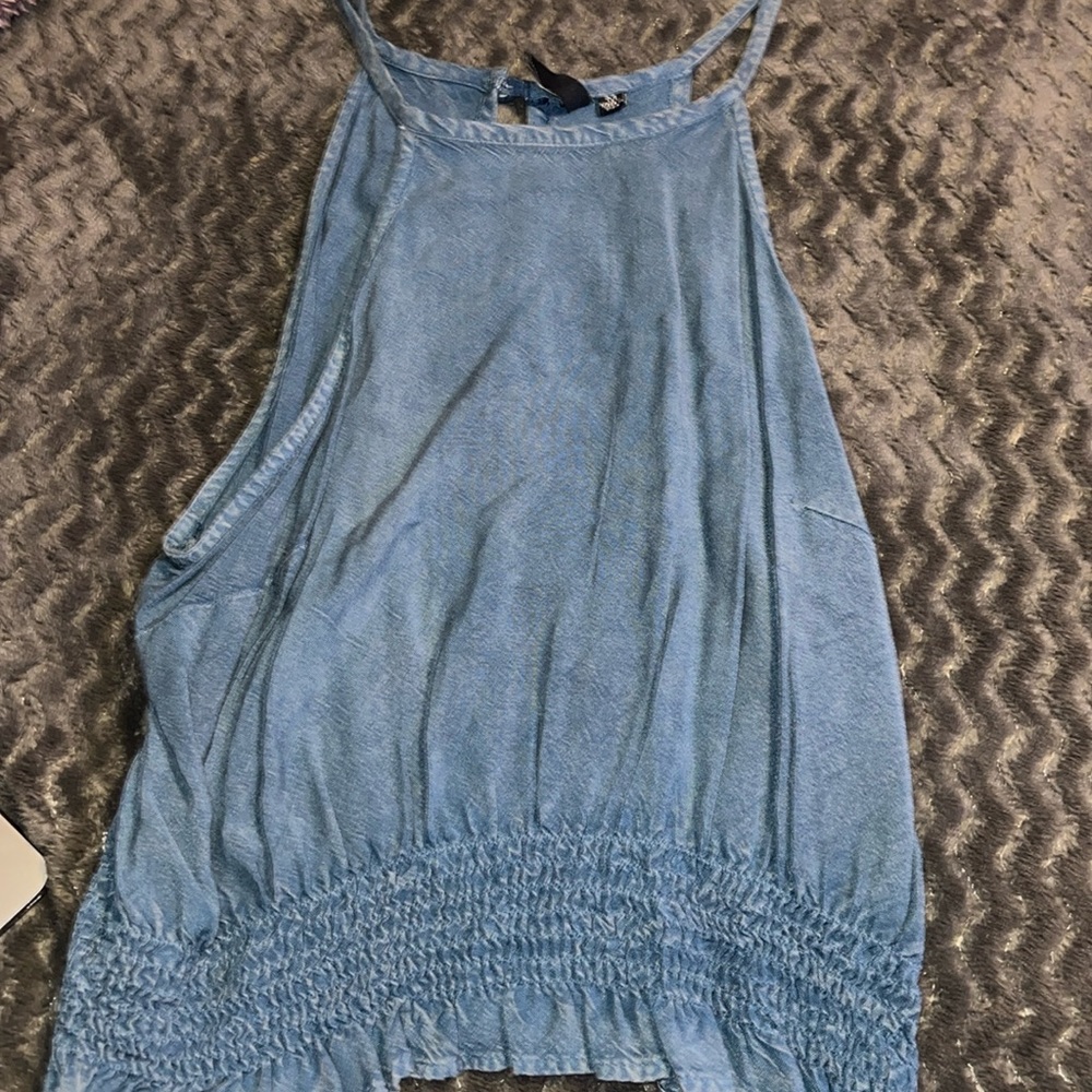 Faux denim tank top